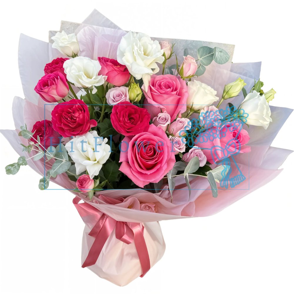 Букет цветов из: Розы и Лизиантусы